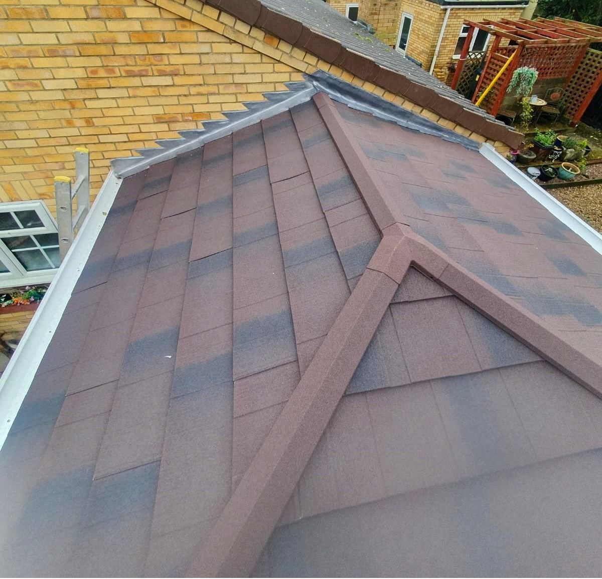 Close-up of a tiled warm roof on a conservatory